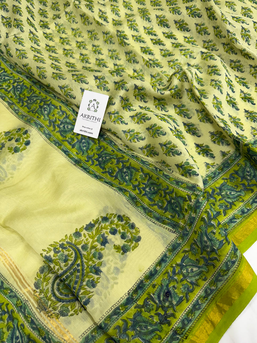 Hand Block printed Chanderi dupatta