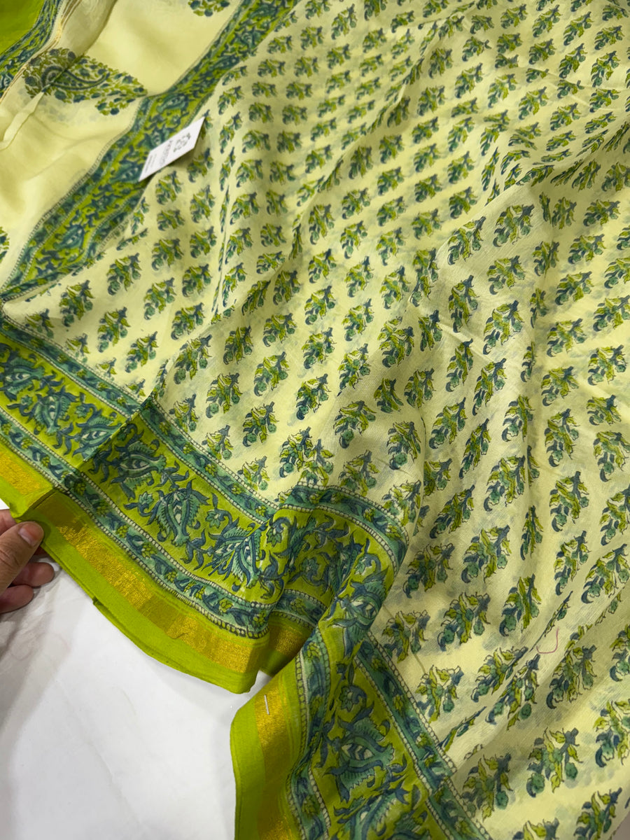 Hand Block printed Chanderi dupatta