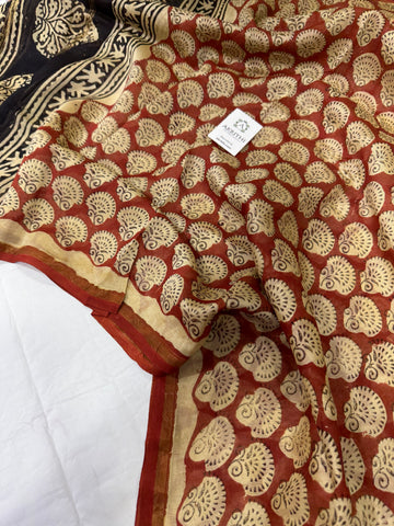 Hand Block printed Chanderi dupatta