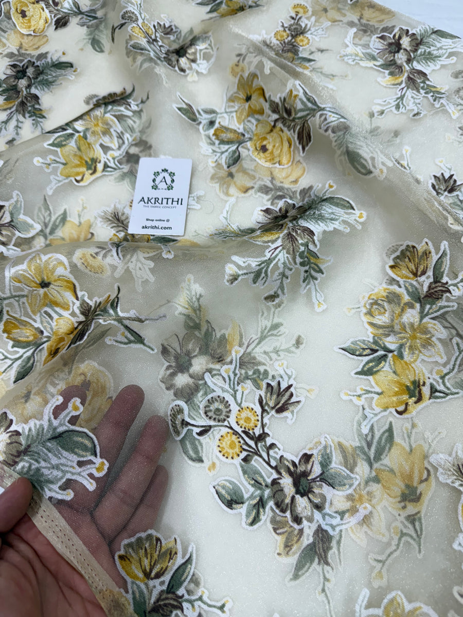 Brasso Digital floral Printed organza fabric