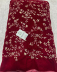 Embroidery on micro velvet fabric