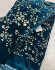 Embroidery on micro velvet fabric