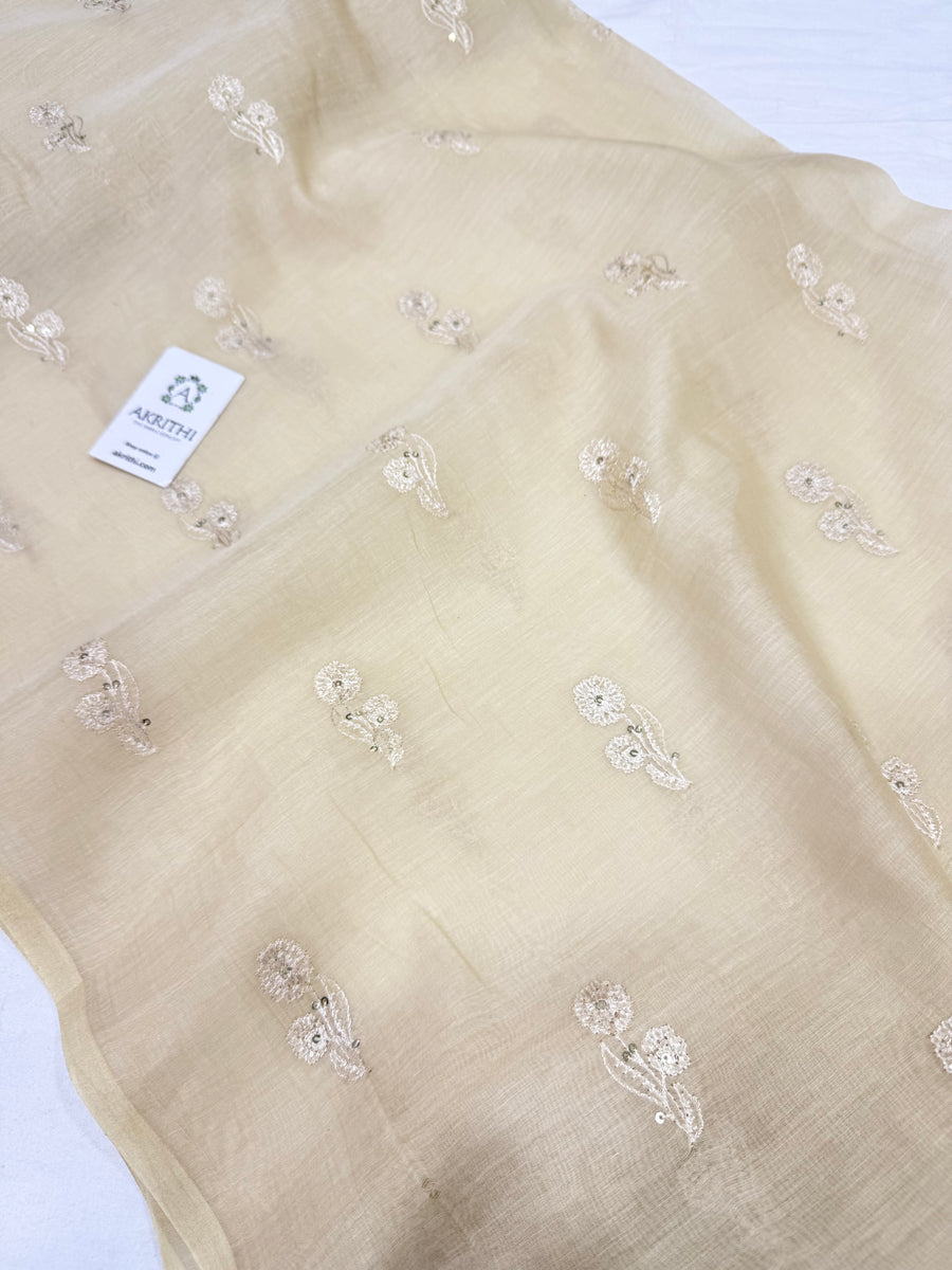 MUL CHANDERI EMBROIDERED FABRIC