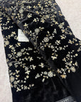 Embroidery on micro velvet fabric