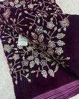 Embroidery on micro velvet fabric