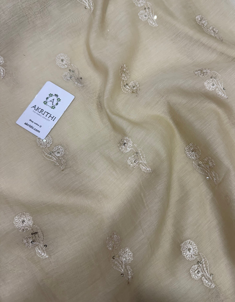 MUL CHANDERI EMBROIDERED FABRIC