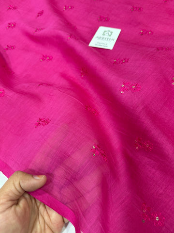 MUL CHANDERI EMBROIDERED FABRIC