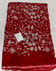 Embroidery on micro velvet fabric