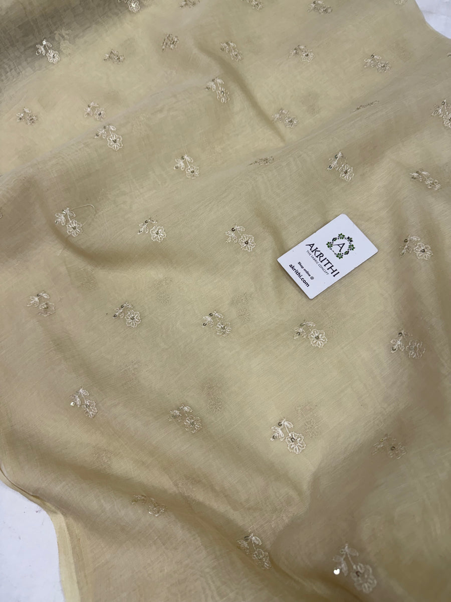 MUL CHANDERI EMBROIDERED FABRIC