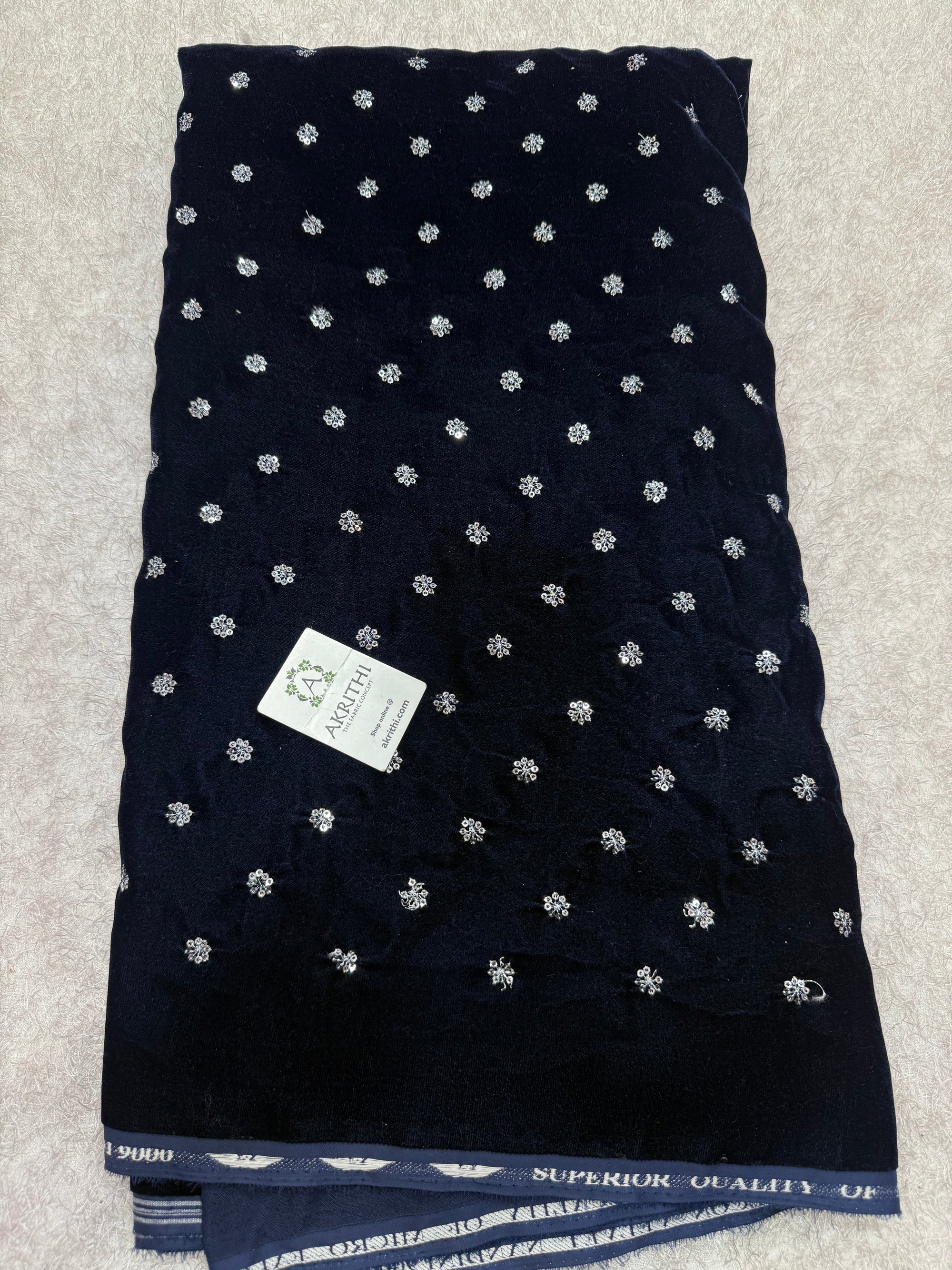 Embroidery on micro velvet fabric