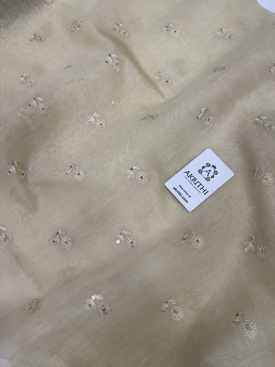 MUL CHANDERI EMBROIDERED FABRIC