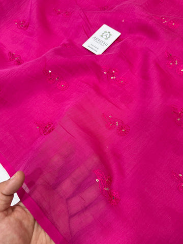 MUL CHANDERI EMBROIDERED FABRIC