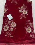 Embroidery on micro velvet fabric