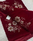 Embroidery on micro velvet fabric