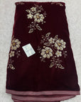 Embroidery on micro velvet fabric