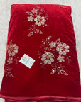 Embroidery on micro velvet fabric