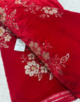 Embroidery on micro velvet fabric