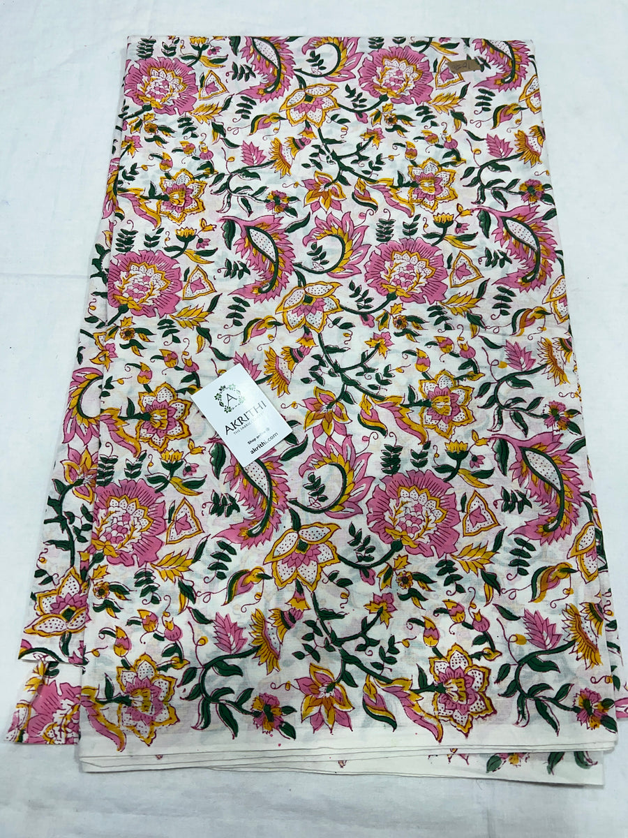 Hand block Printed pure cotton fabric