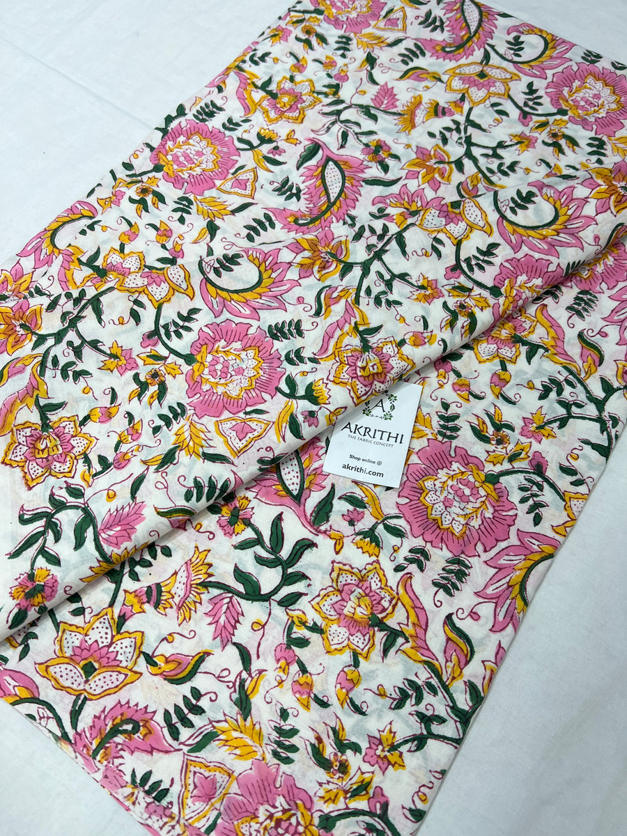 Hand block Printed pure cotton fabric