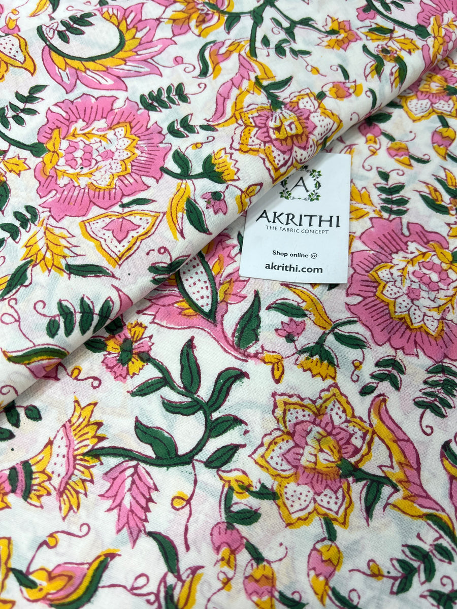 Hand block Printed pure cotton fabric