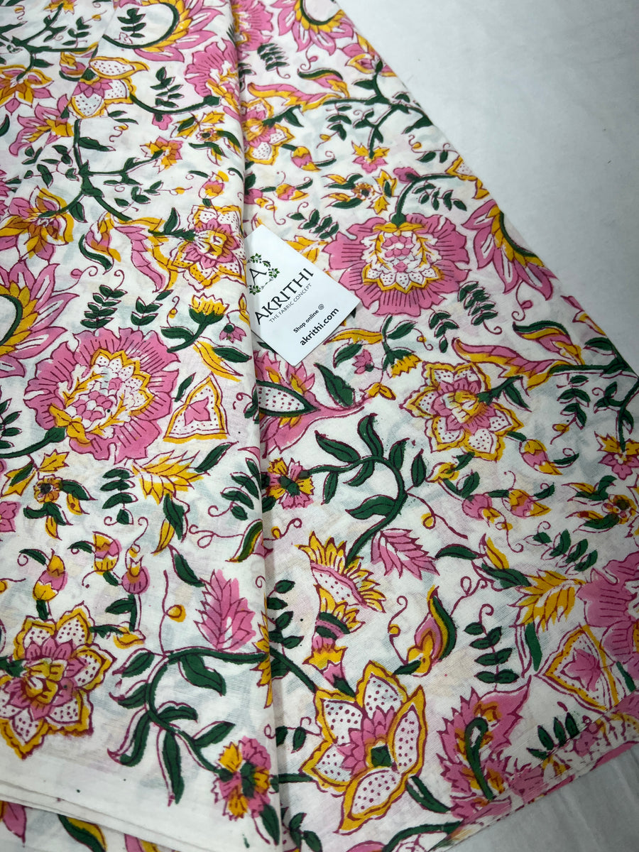 Hand block Printed pure cotton fabric