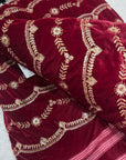 Embroidery on micro velvet fabric