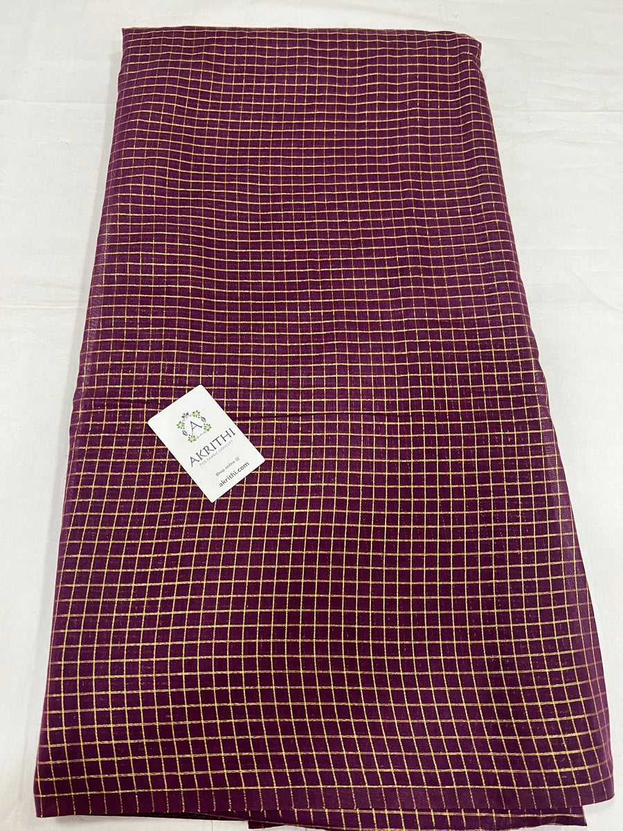 Silk cotton zari checks fabric