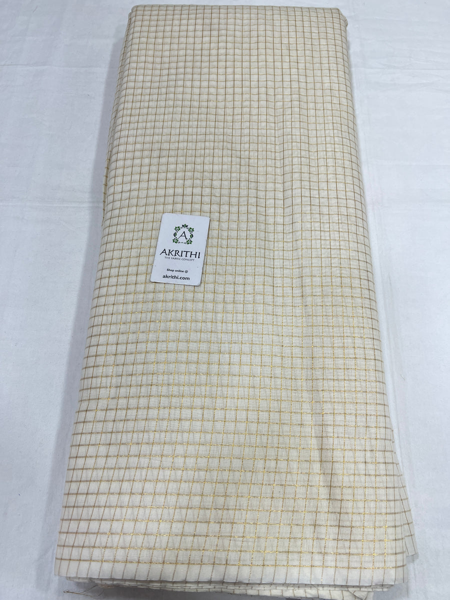 Dyeable Silk cotton with zari checks fabric