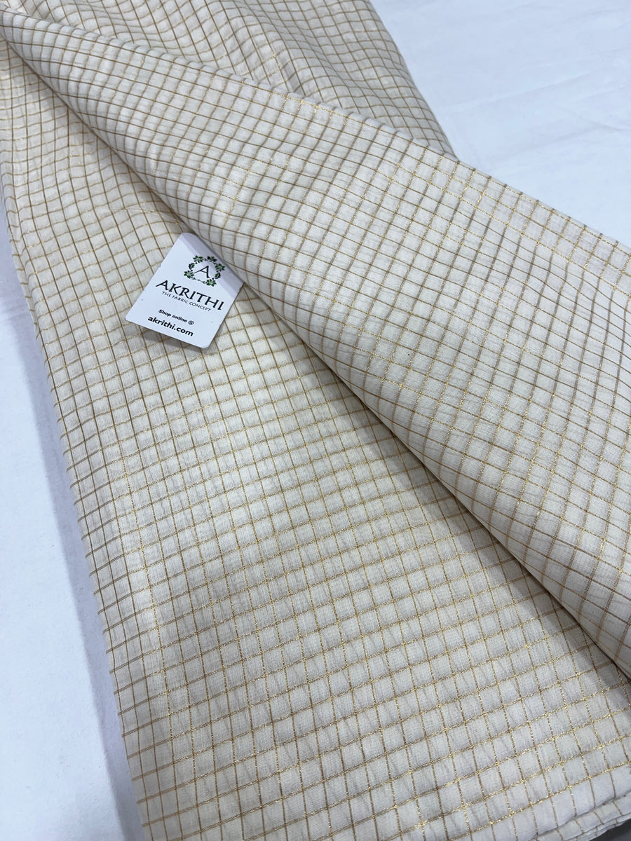 Dyeable Silk cotton with zari checks fabric