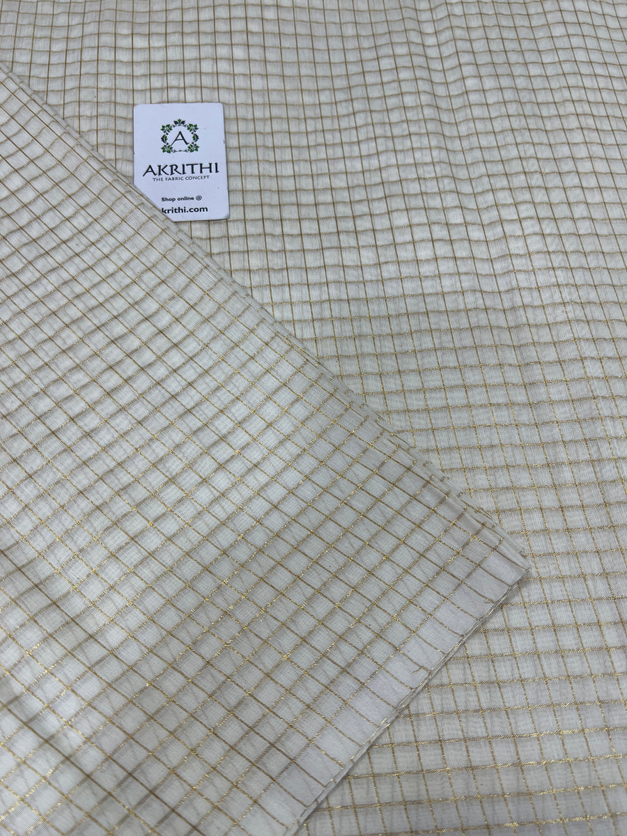 Dyeable Silk cotton with zari checks fabric