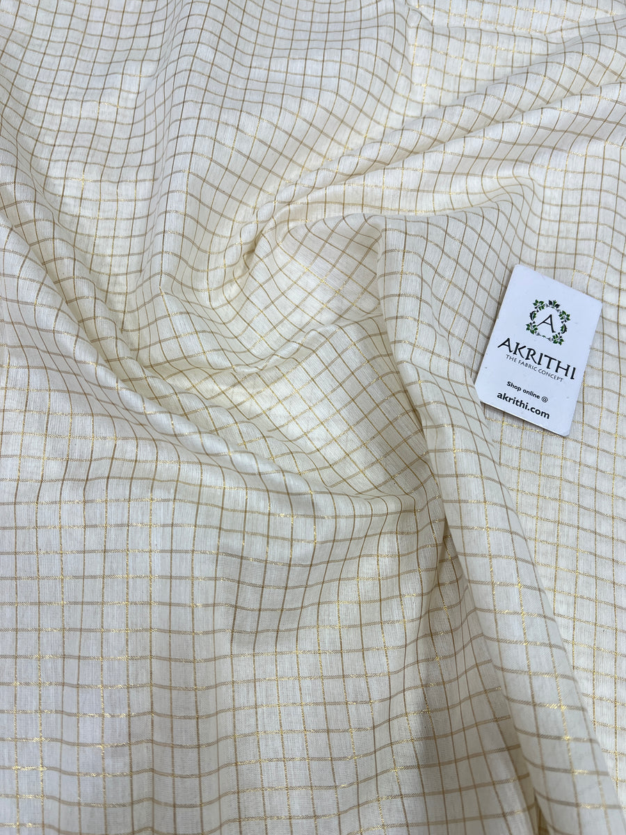 Dyeable Silk cotton with zari checks fabric