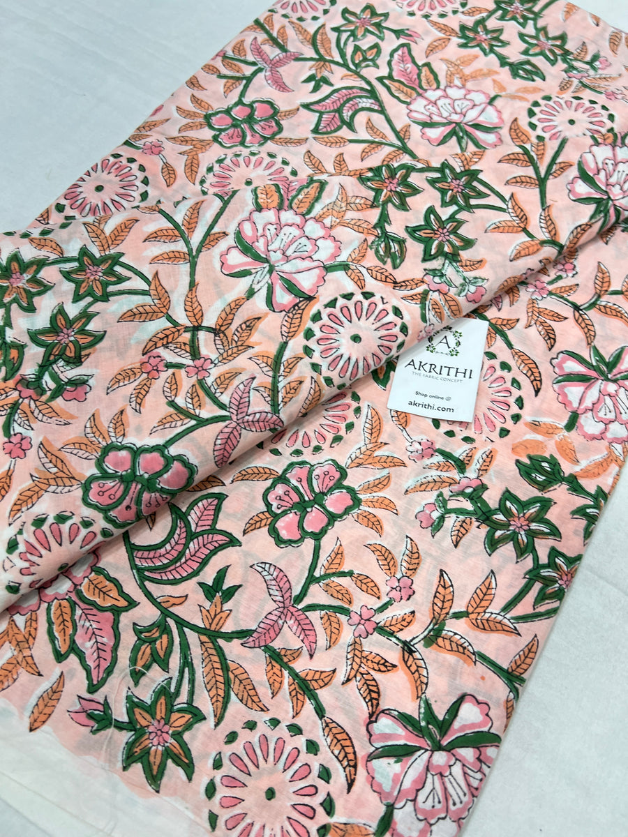 Hand block Printed pure cotton fabric