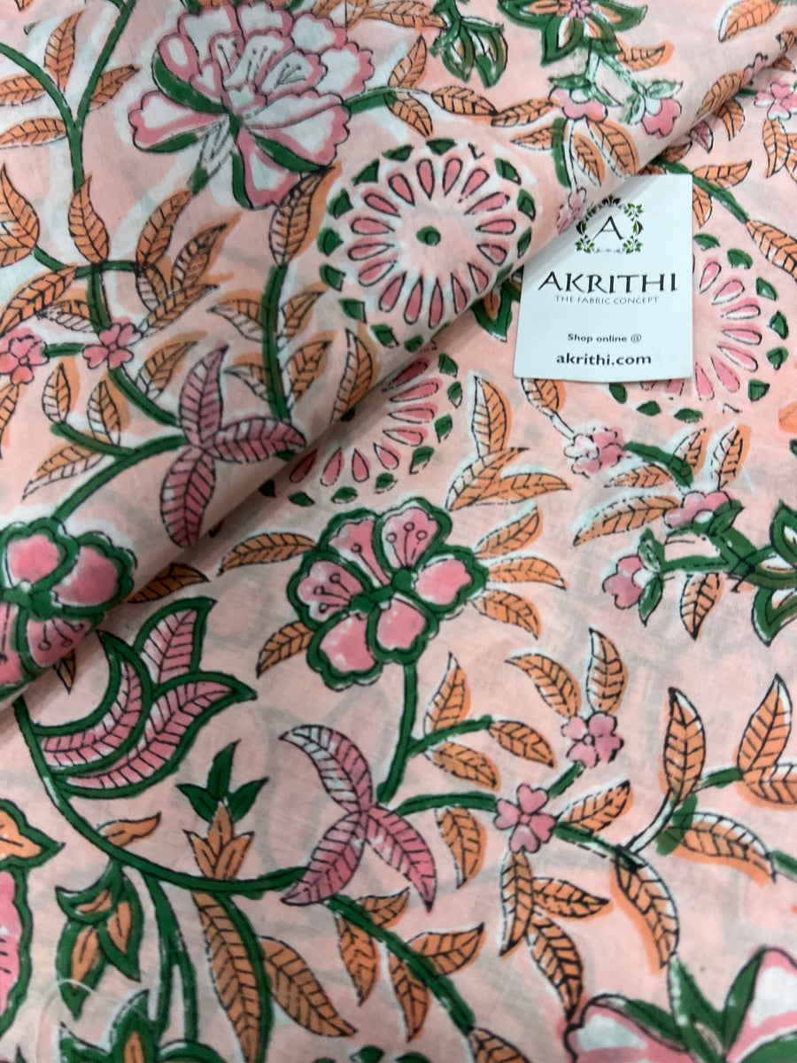 Hand block Printed pure cotton fabric