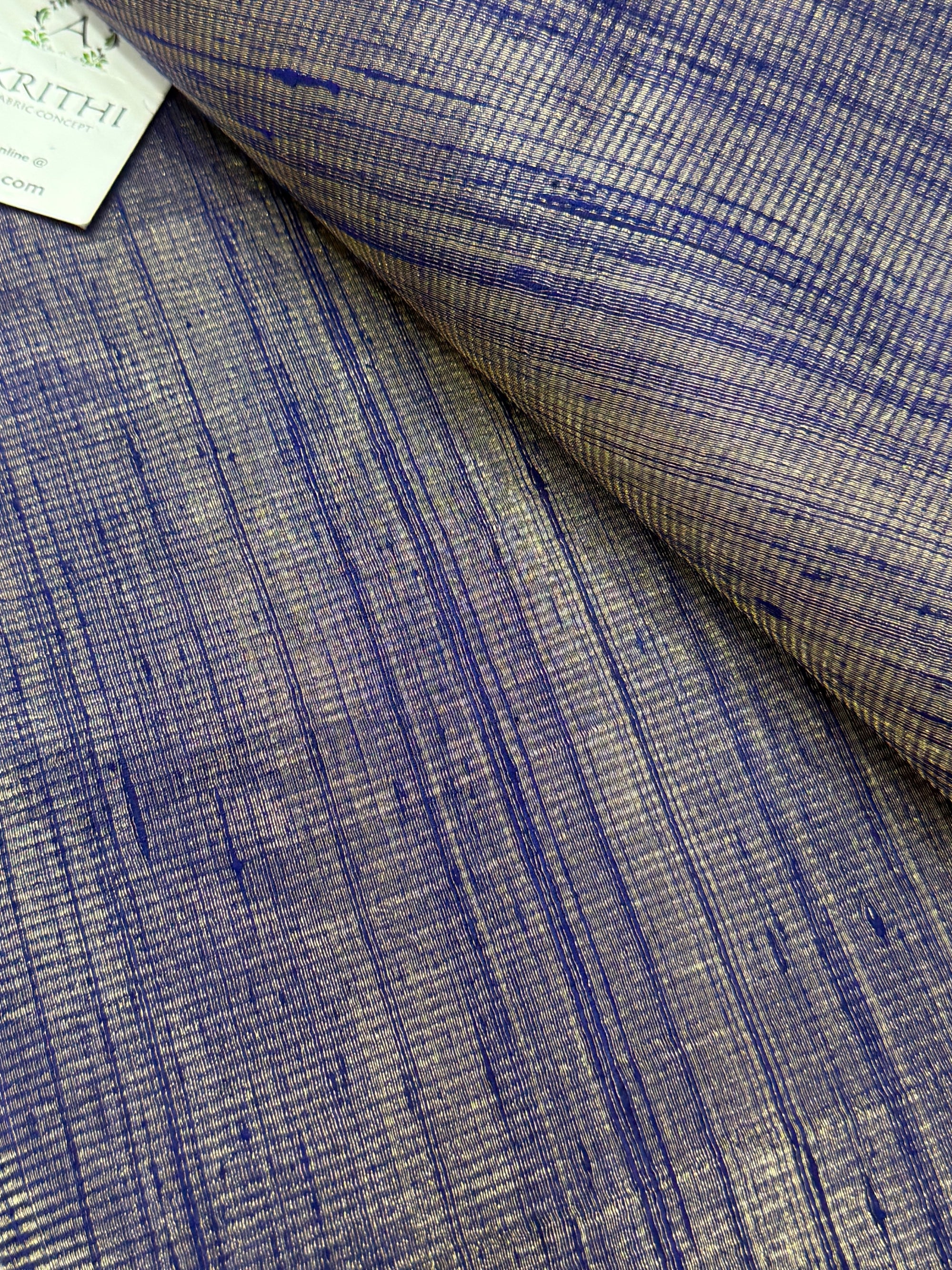 Pure tissue dupion silk with zari stripe