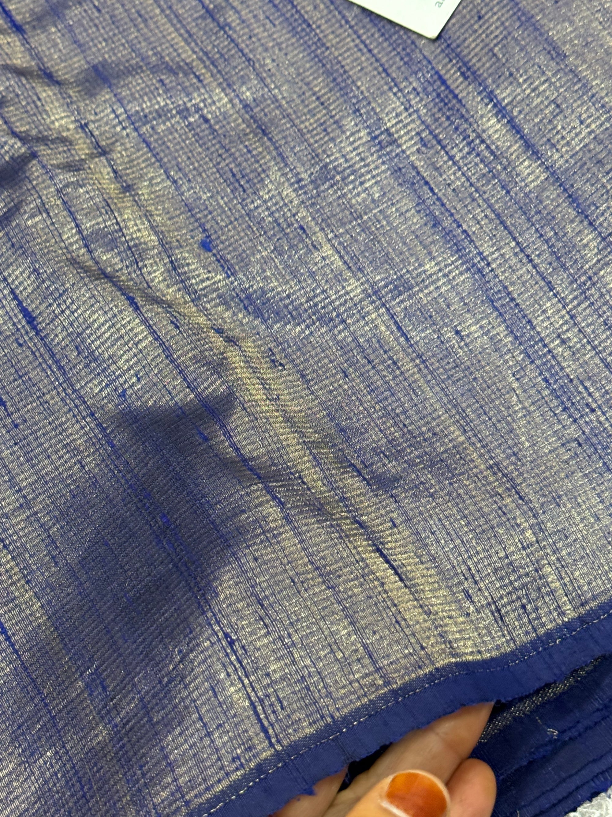 Pure tissue dupion silk with zari stripe