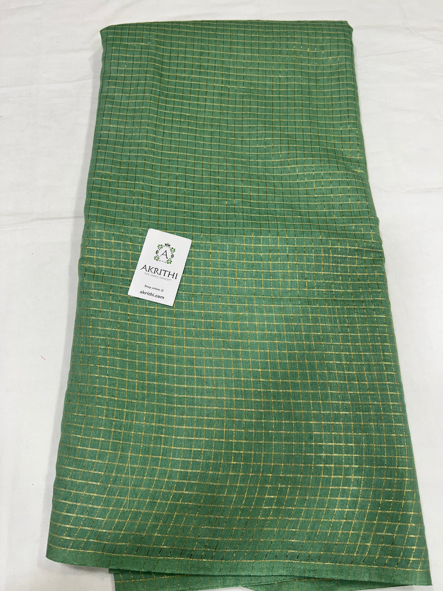 Silk cotton zari checks fabric