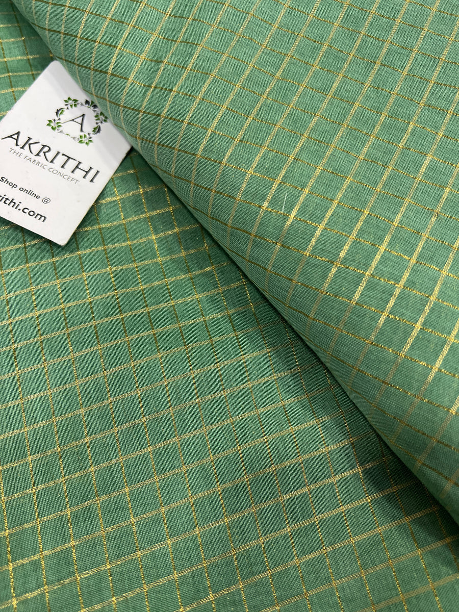 Silk cotton zari checks fabric