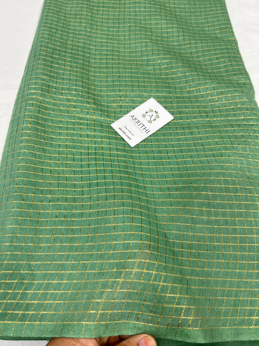 Silk cotton zari checks fabric