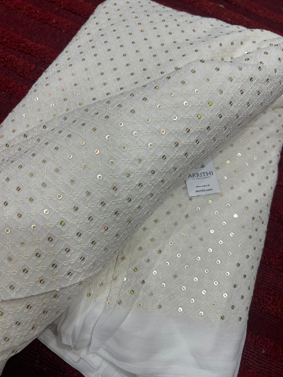 Dyeable embroidered Georgette fabric