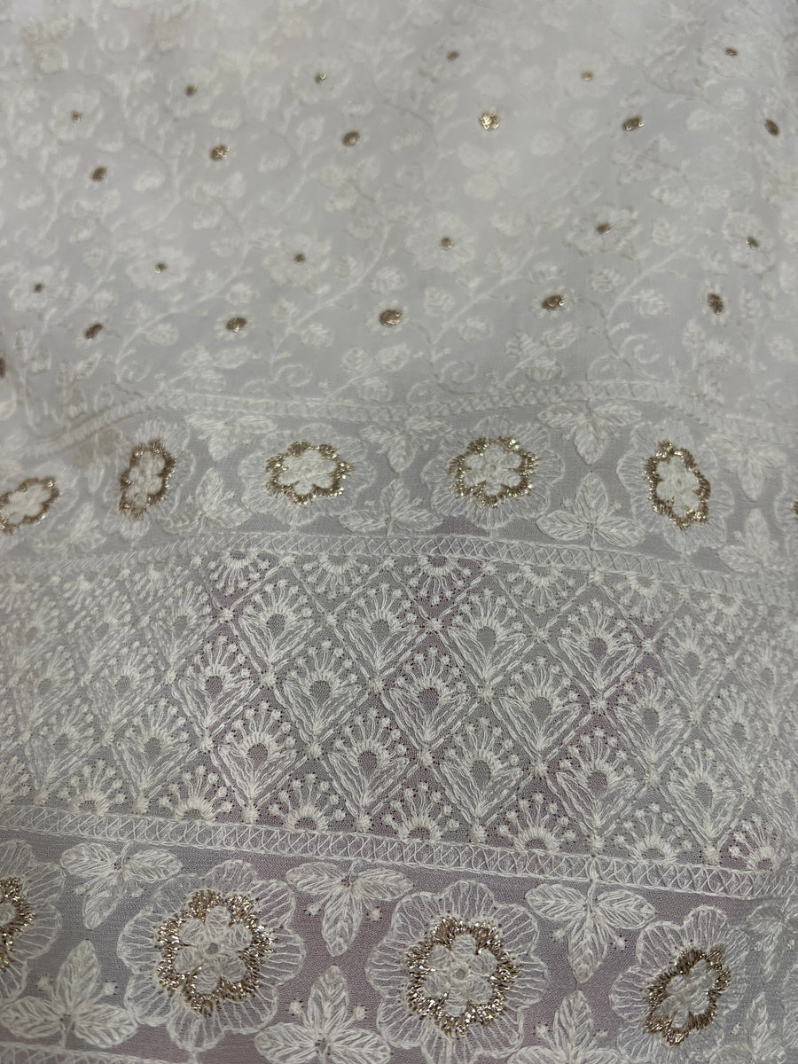 Dyeable embroidered Georgette fabric