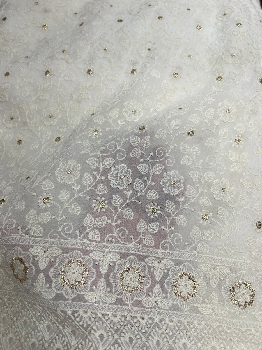 Dyeable embroidered Georgette fabric