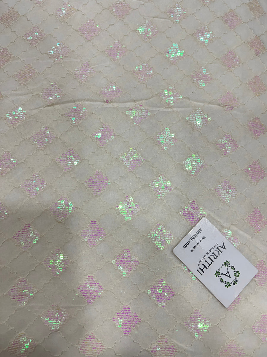 Dyeable embroidered Georgette fabric