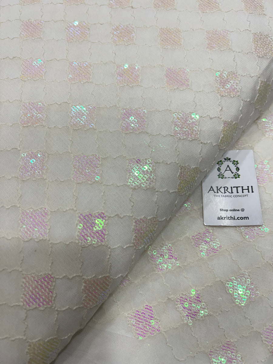 Dyeable embroidered Georgette fabric