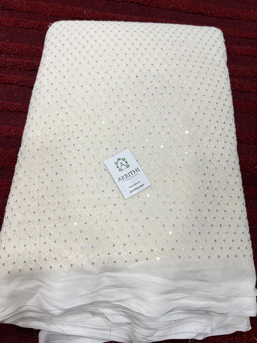 Dyeable embroidered Georgette fabric