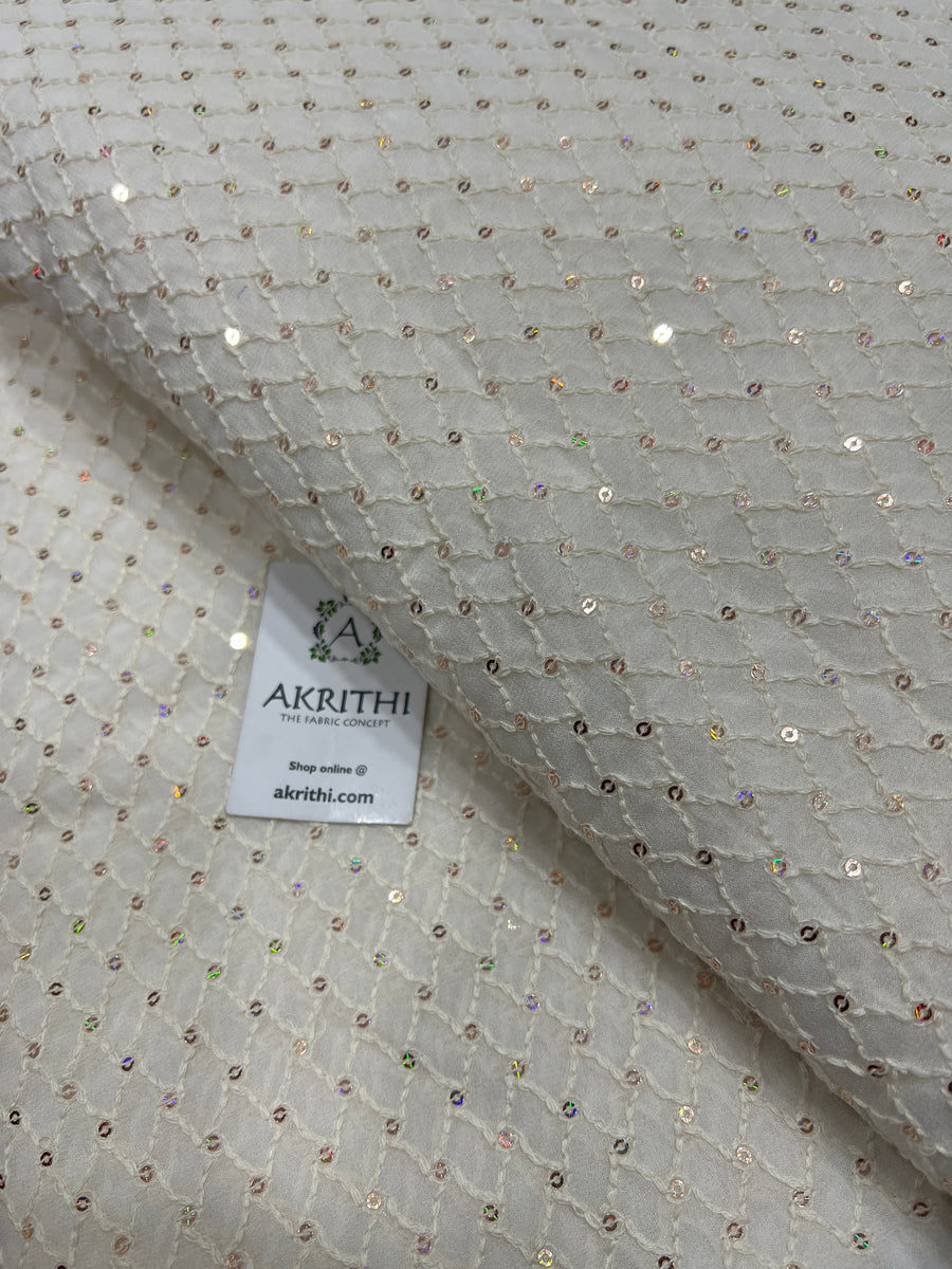 Dyeable embroidered Georgette fabric