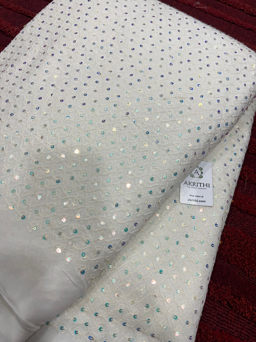 Dyeable embroidered Georgette fabric