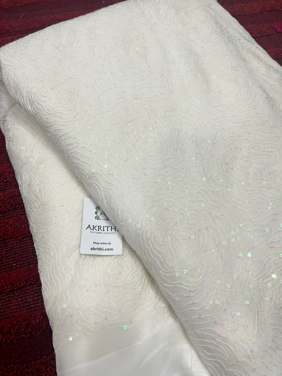 Dyeable embroidered Georgette fabric