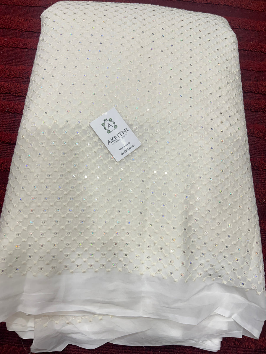 Dyeable embroidered Georgette fabric