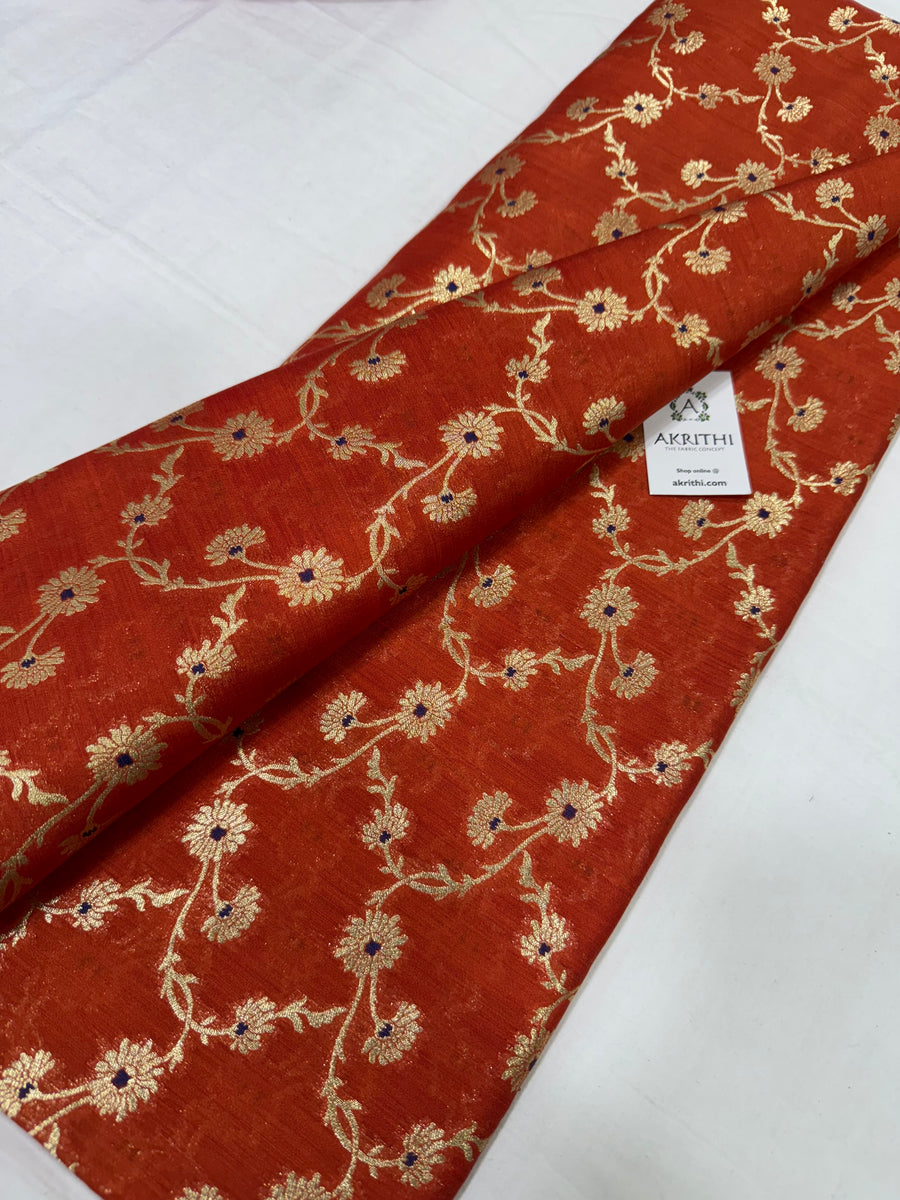 Pure dupion silk Banarasi brocade fabric