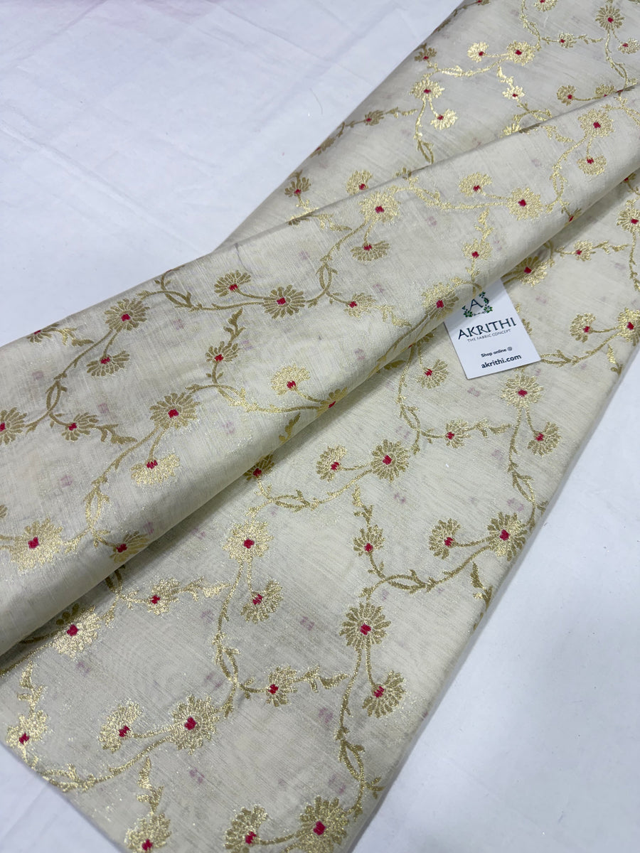 Pure dupion silk Banarasi brocade fabric